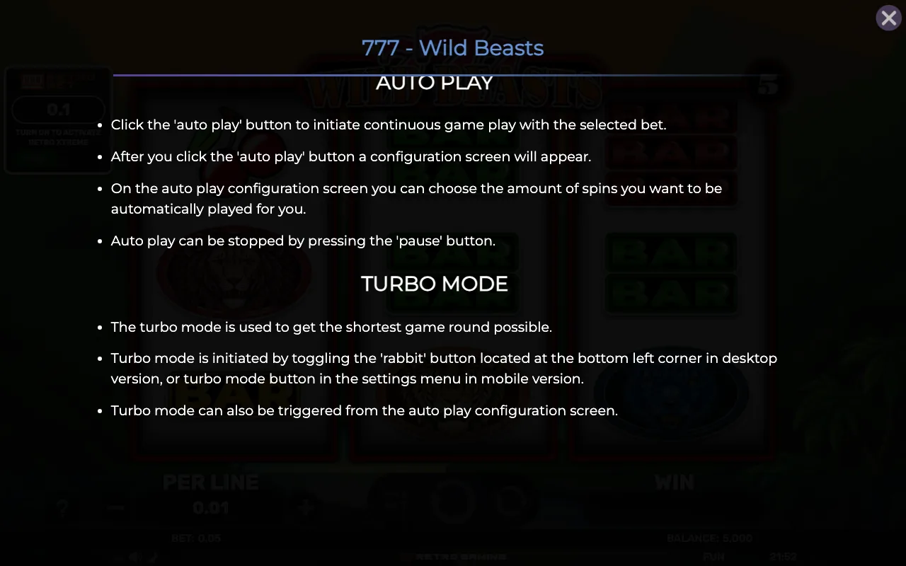 Game rules, page 6 — 777 Wild Beasts