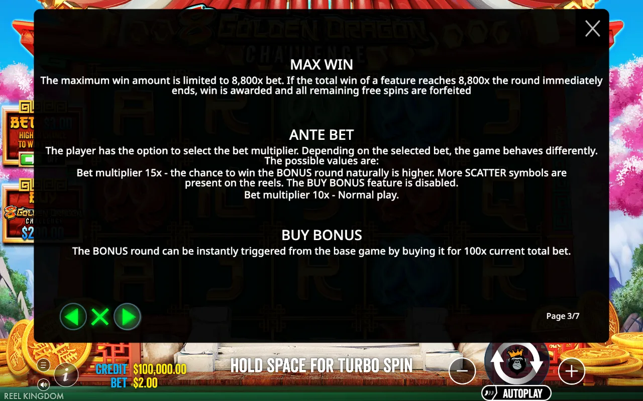 Max win — 8 Golden Dragon Challenge