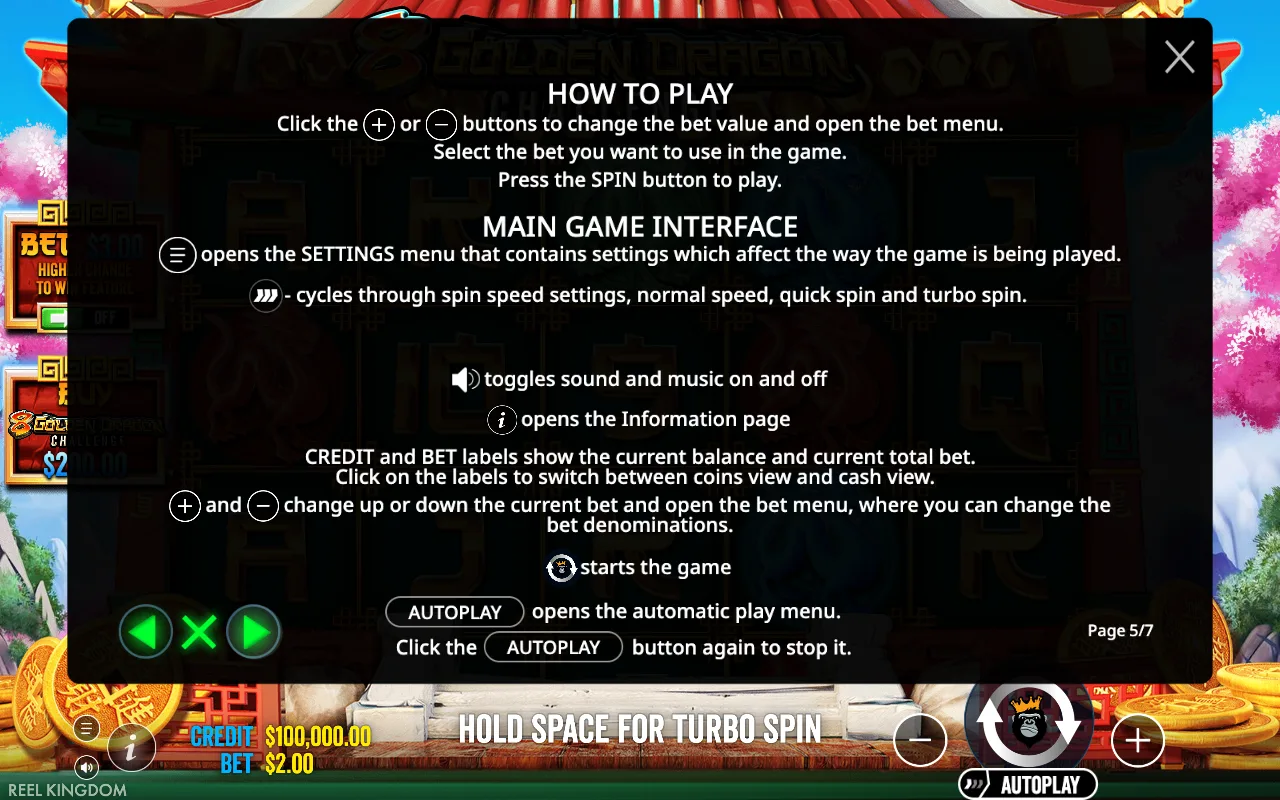How to play — 8 Golden Dragon Challenge