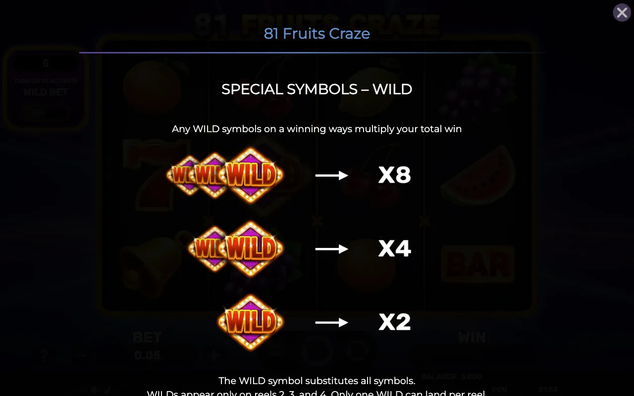 Special symbols - wild — 81 Fruits Craze