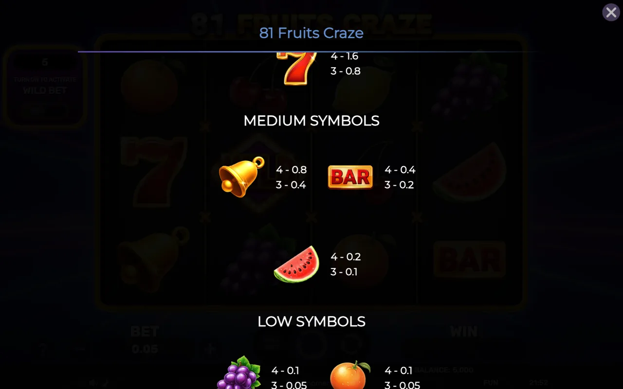 Medium symbols — 81 Fruits Craze
