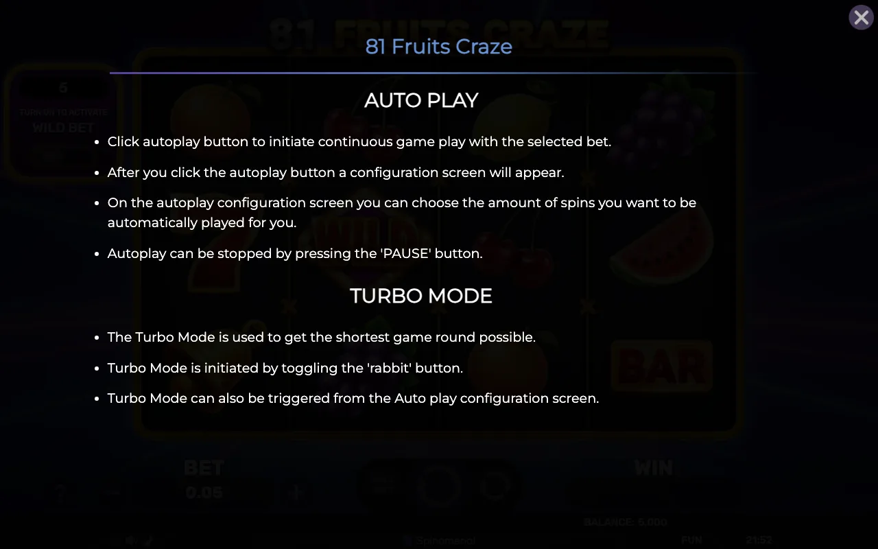 Game rules, page 7 — 81 Fruits Craze