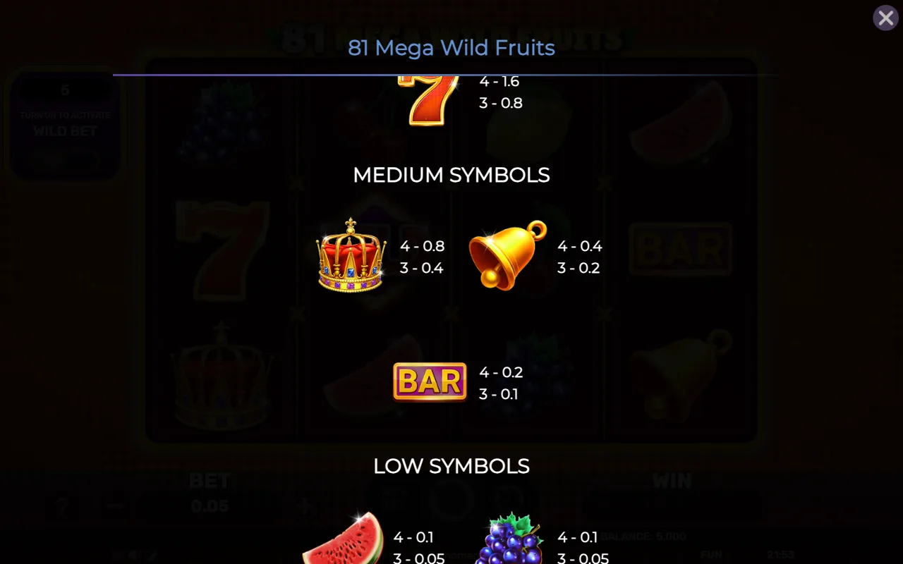 Medium symbols — 81 Mega Wild Fruits