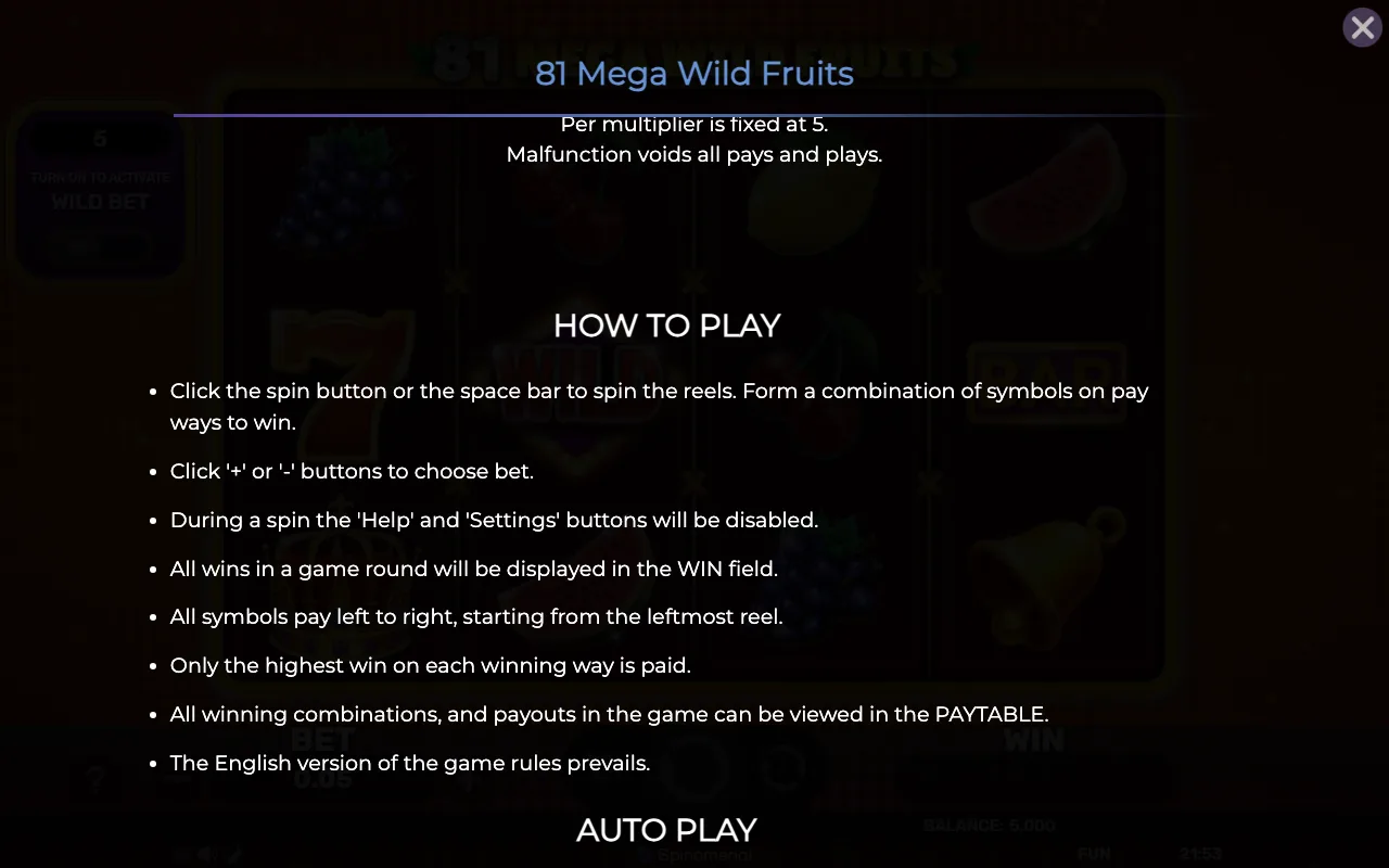 How to play — 81 Mega Wild Fruits