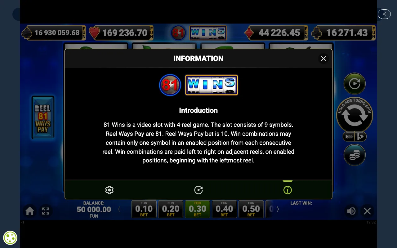 Game rules, page 1 — 81 Wins