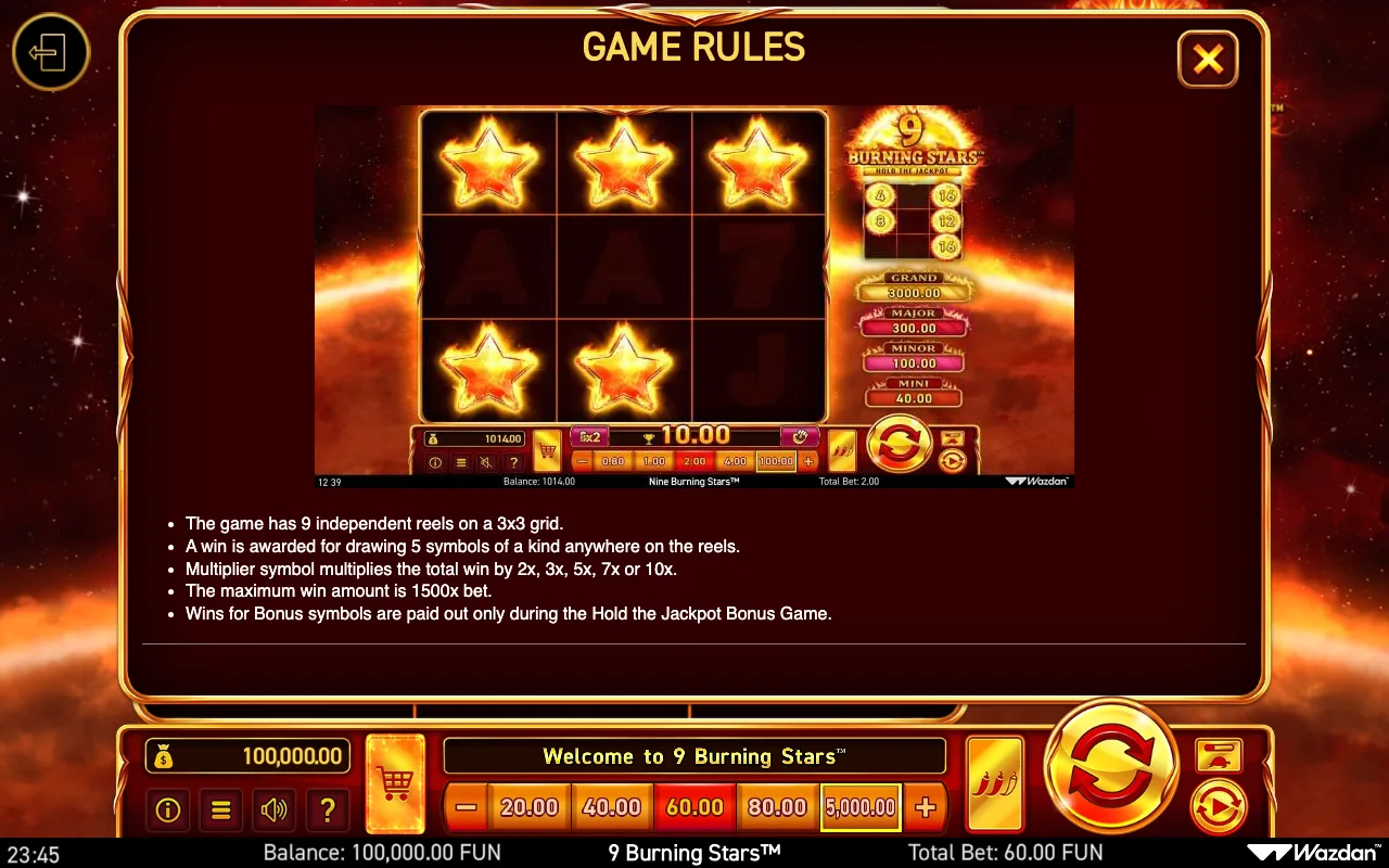 Game rules, page 8 — 9 Burning Stars
