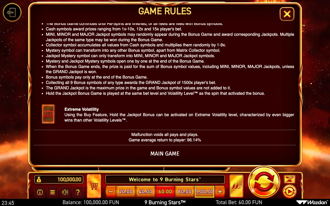 Game rules, page 9 — 9 Burning Stars