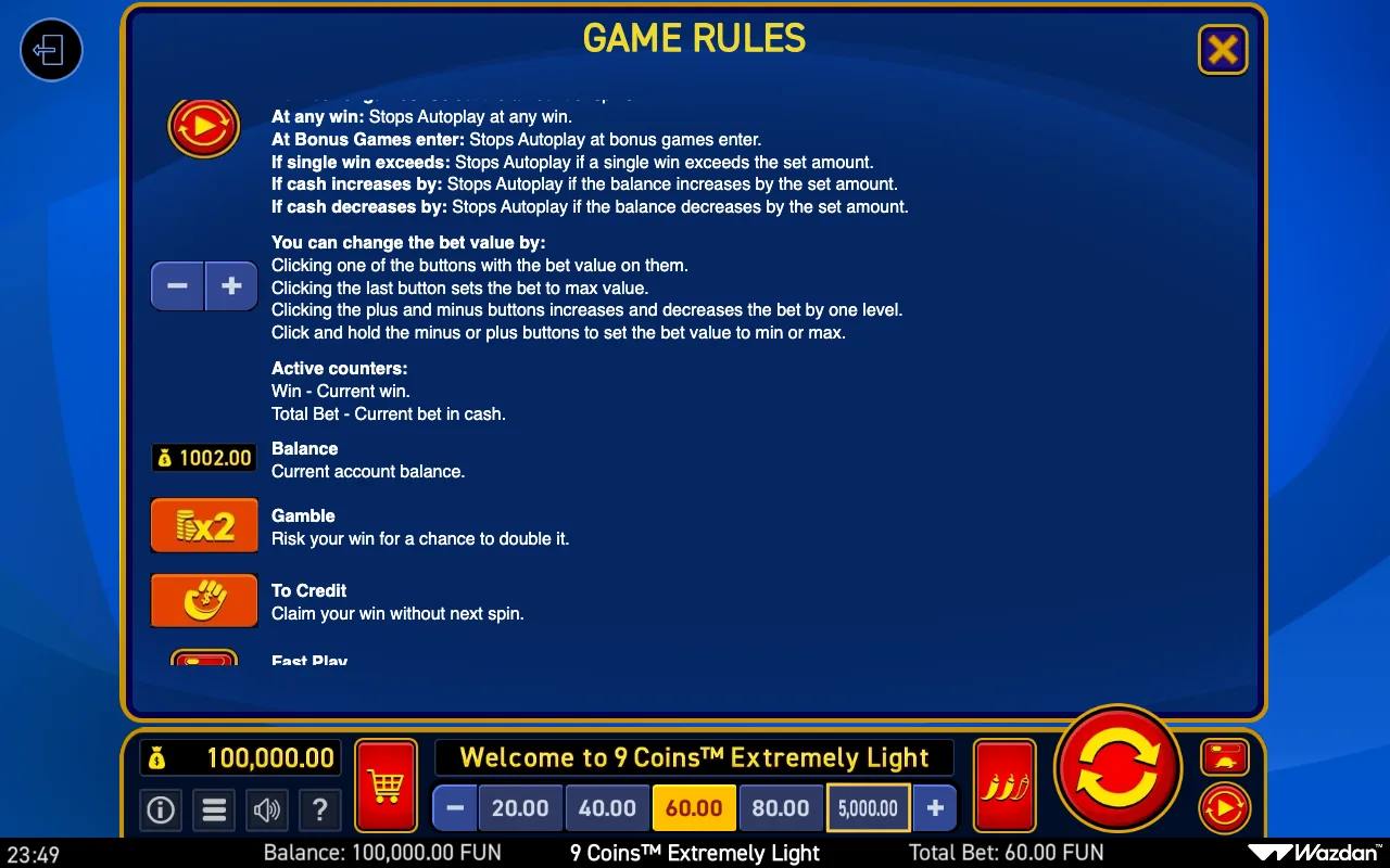 Game rules, page 11 — 9 Coins Extremely Light