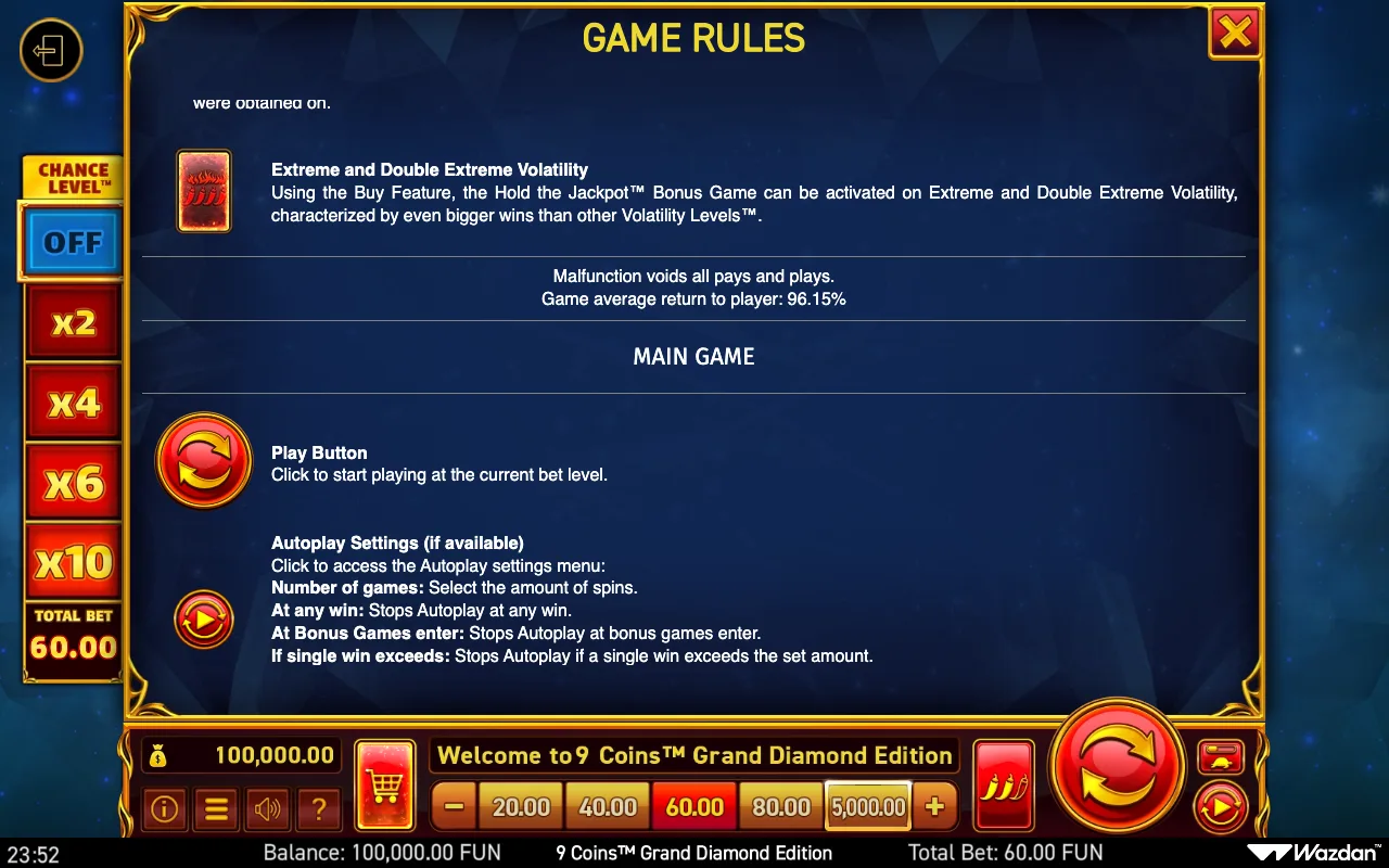 Game rules, page 12 — 9 Coins Grand Diamond Edition
