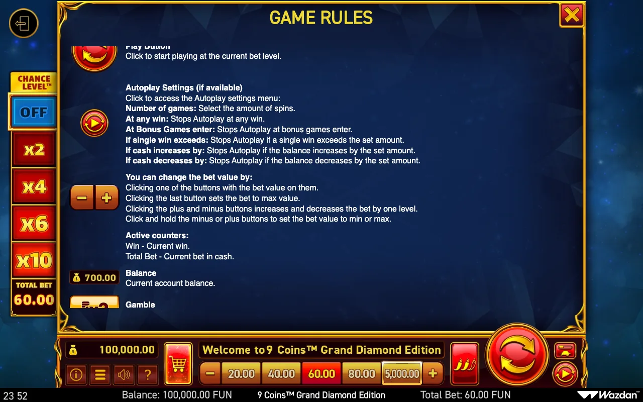 Game rules, page 13 — 9 Coins Grand Diamond Edition