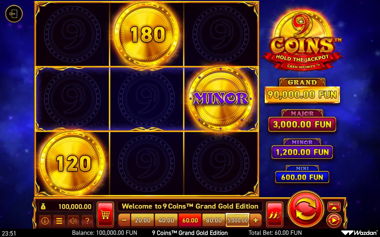 The base game — 9 Coins Grand Gold Edition