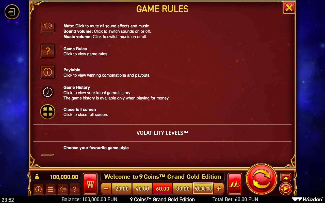 Game rules, page 12 — 9 Coins Grand Gold Edition