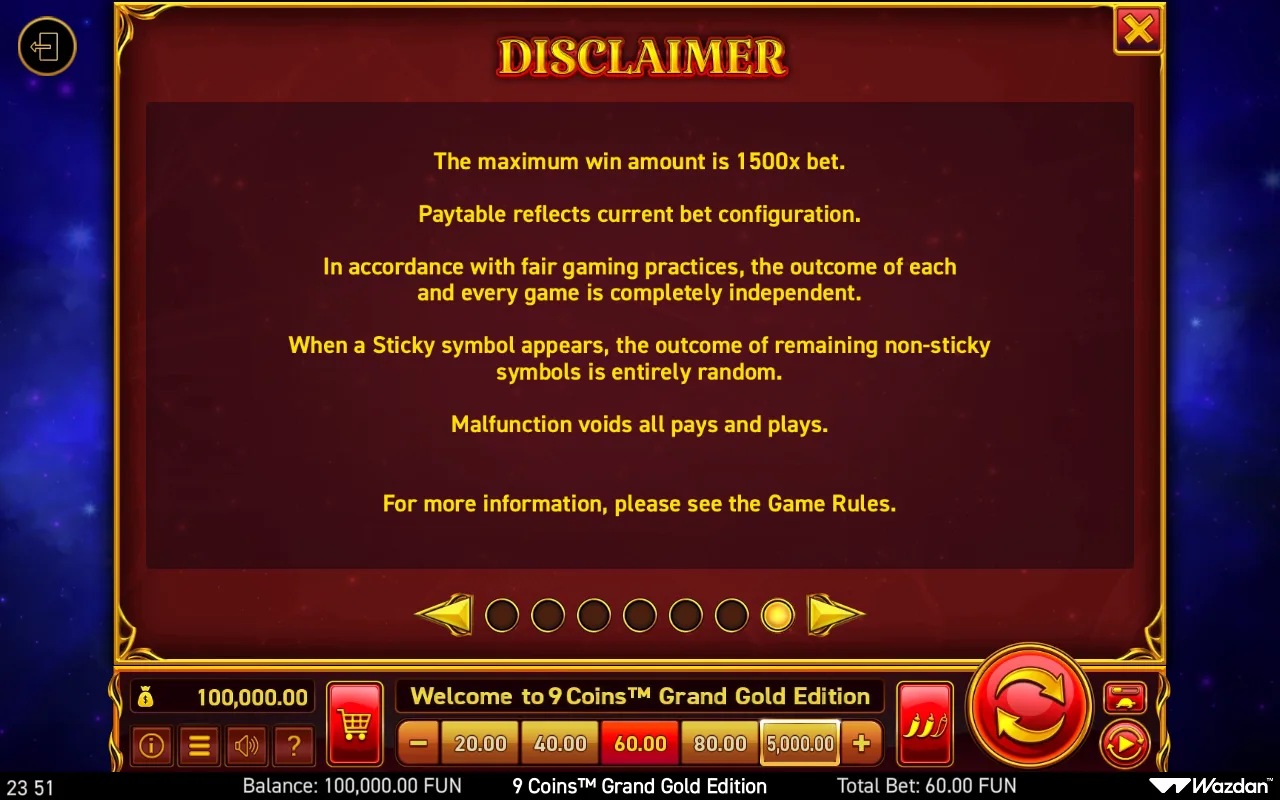 Game rules, page 7 — 9 Coins Grand Gold Edition
