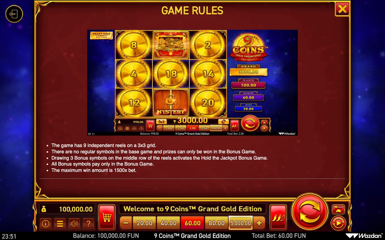 Game rules, page 8 — 9 Coins Grand Gold Edition
