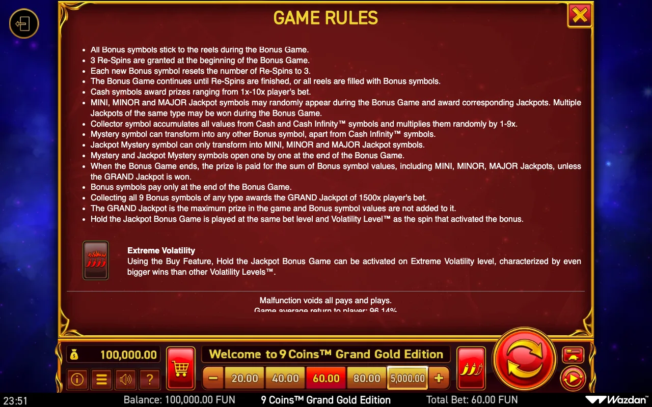 Game rules, page 9 — 9 Coins Grand Gold Edition