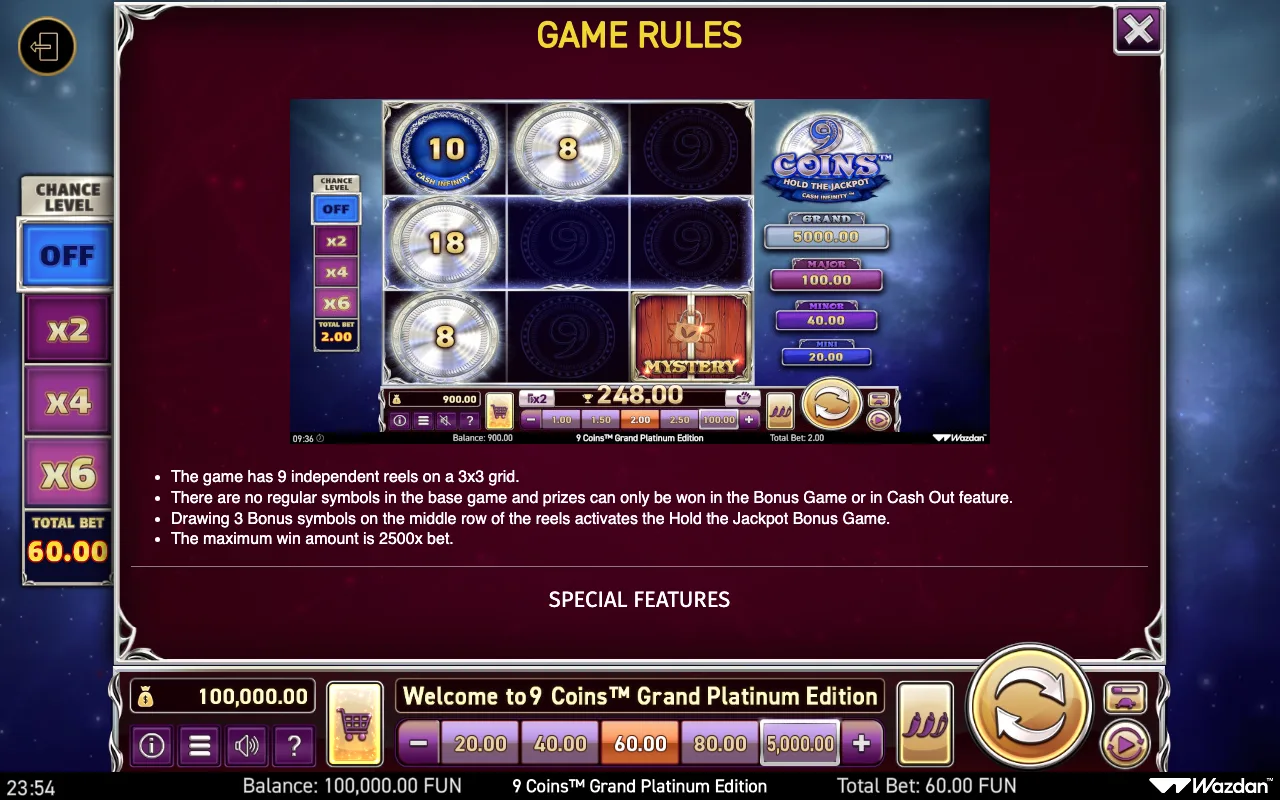Game rules, page 10 — 9 Coins Grand Platinum Edition