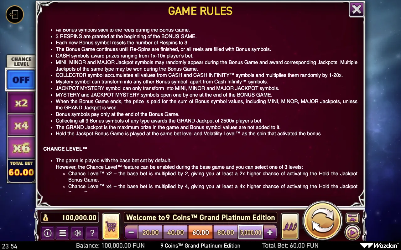 Game rules, page 11 — 9 Coins Grand Platinum Edition