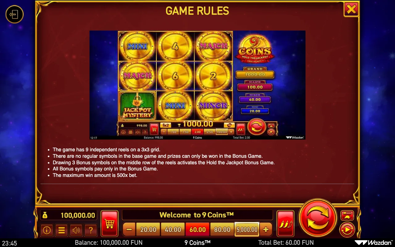 Game rules, page 8 — 9 Coins