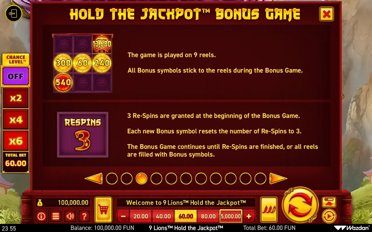 Game rules, page 3 — 9 Lions Hold The Jackpot