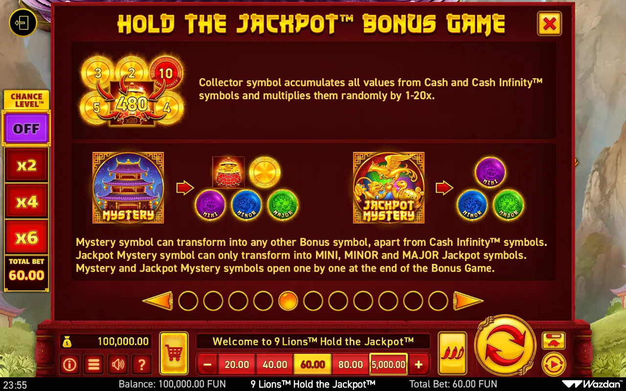Game rules, page 5 — 9 Lions Hold The Jackpot