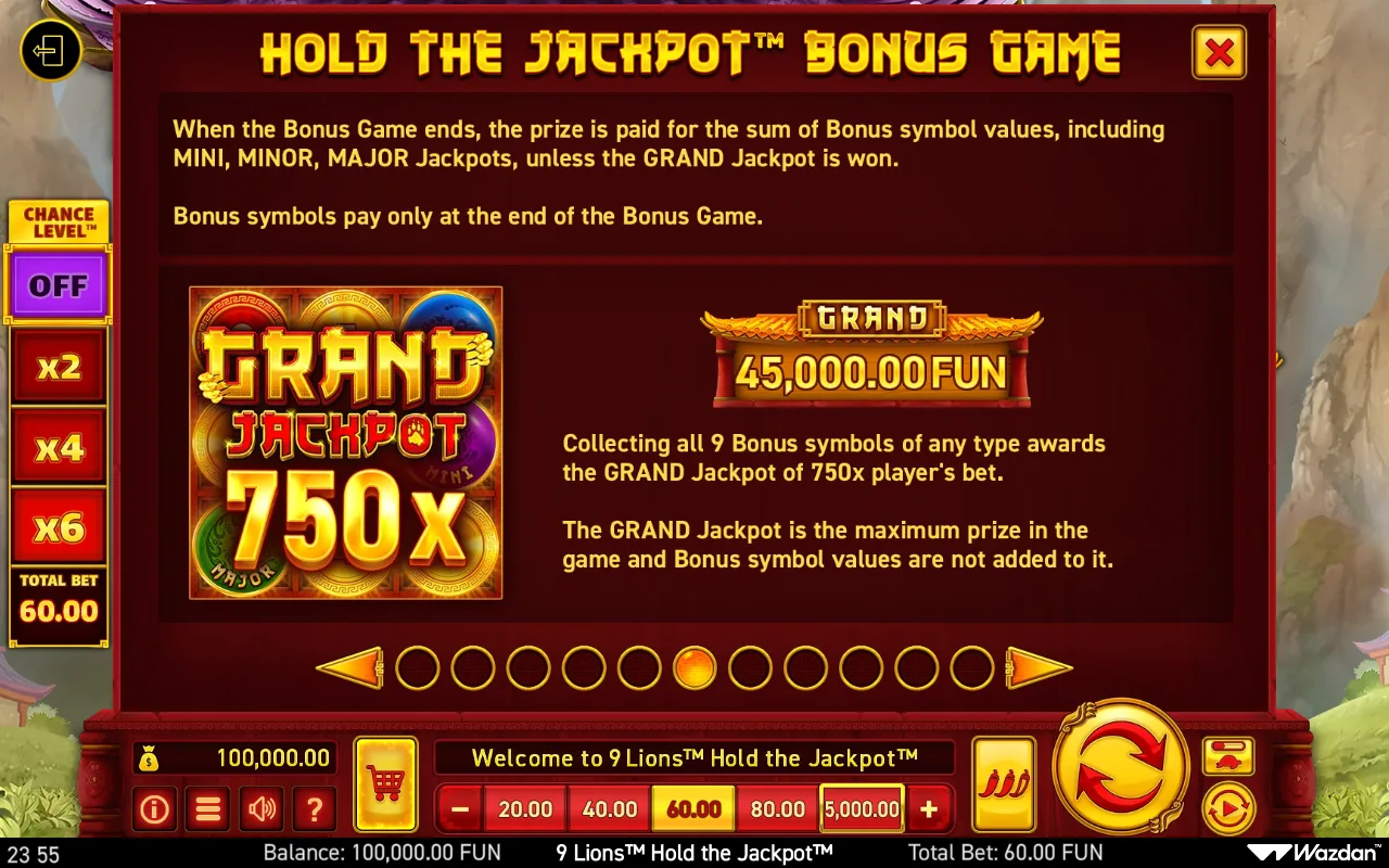 Game rules, page 6 — 9 Lions Hold The Jackpot