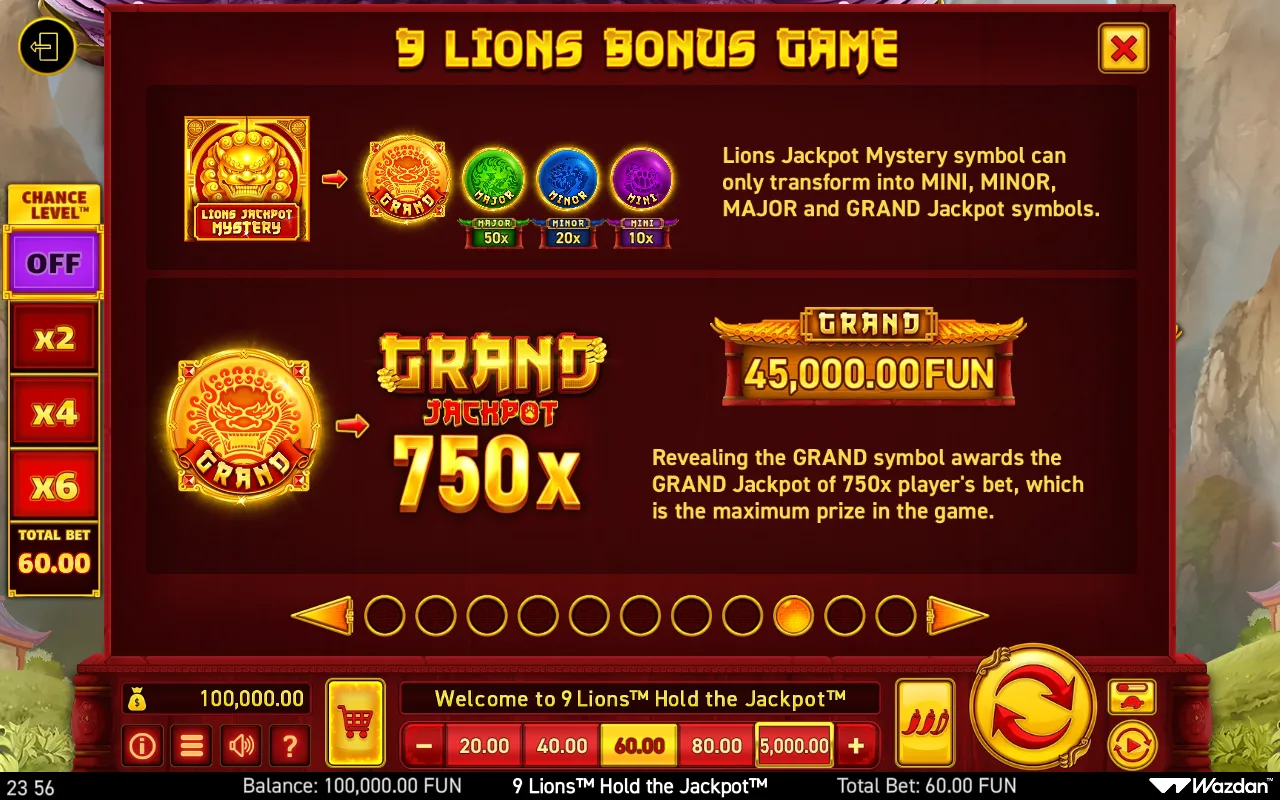 Game rules, page 9 — 9 Lions Hold The Jackpot