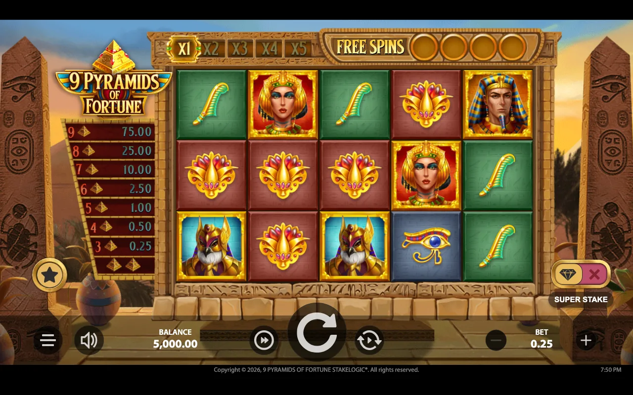 The base game — 9 Pyramids of Fortune