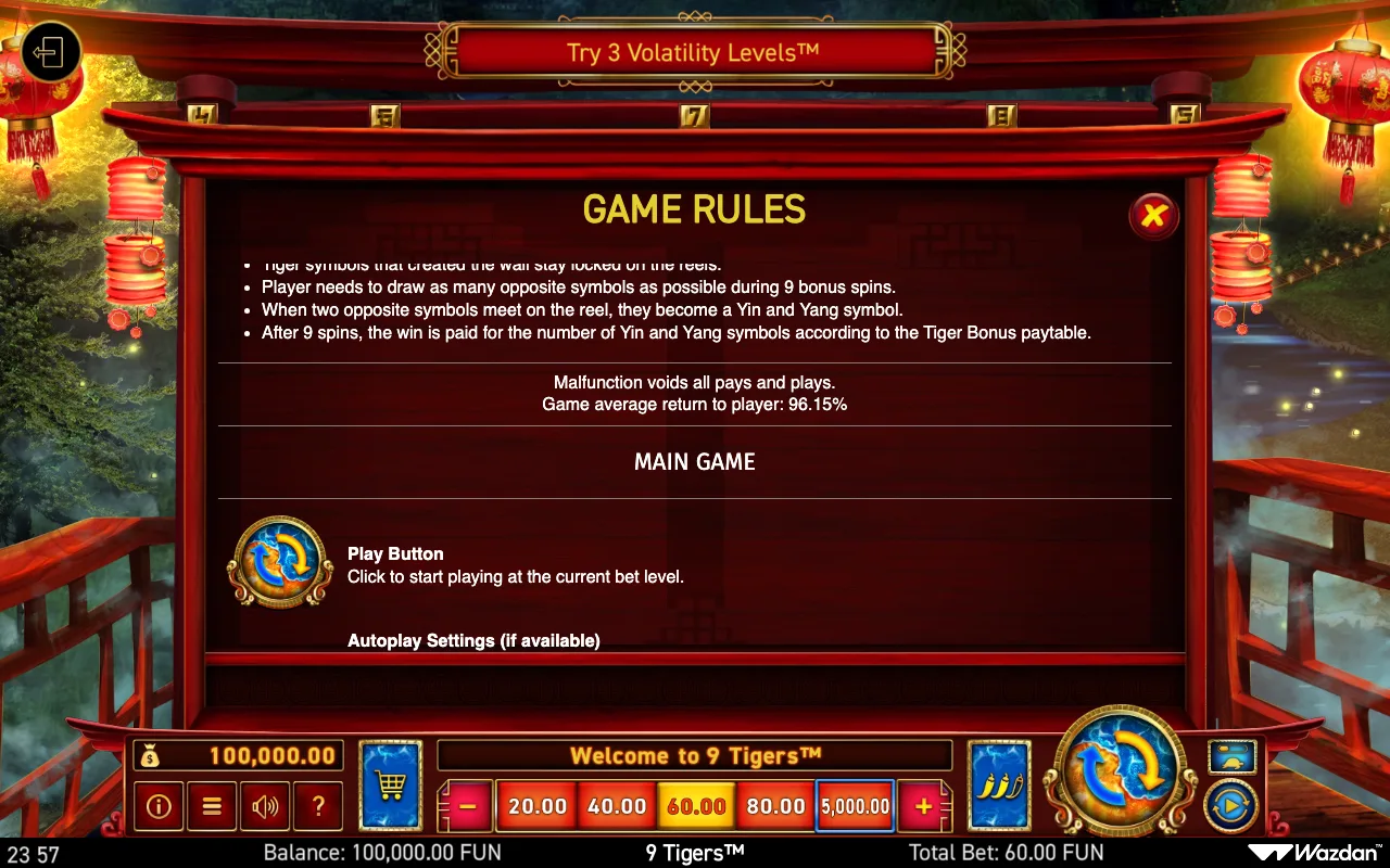 Game rules, page 6 — 9 Tigers