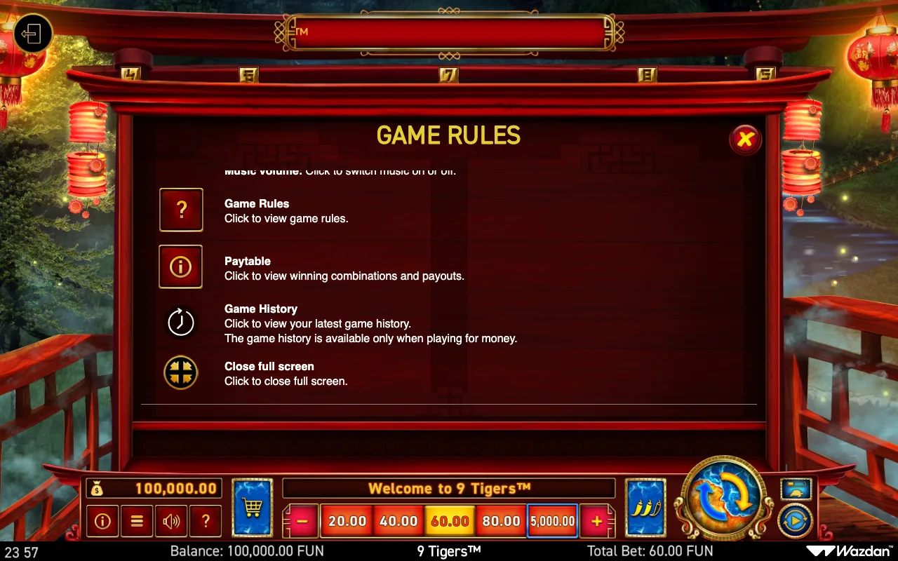 Game rules, page 8 — 9 Tigers