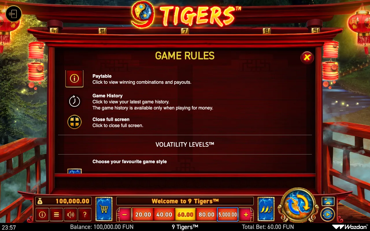 Game rules, page 9 — 9 Tigers