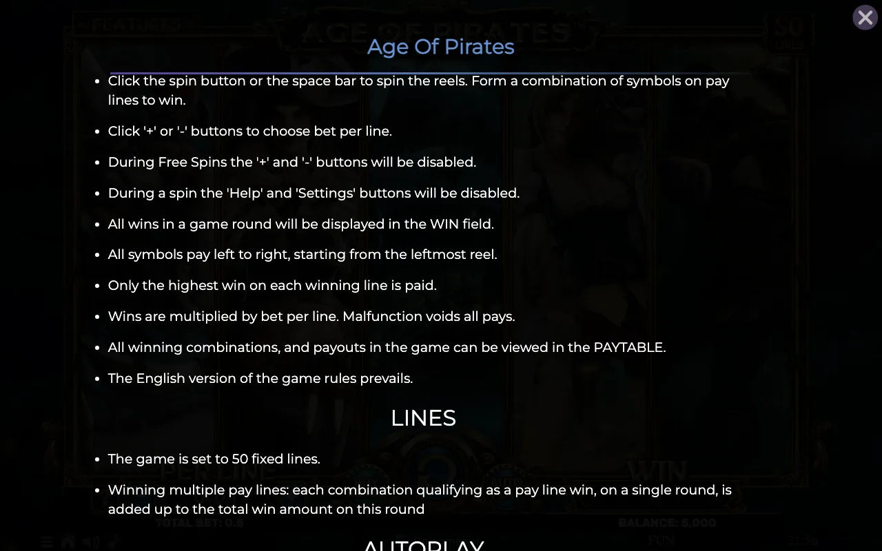 Game rules, page 7 — Age of Pirates