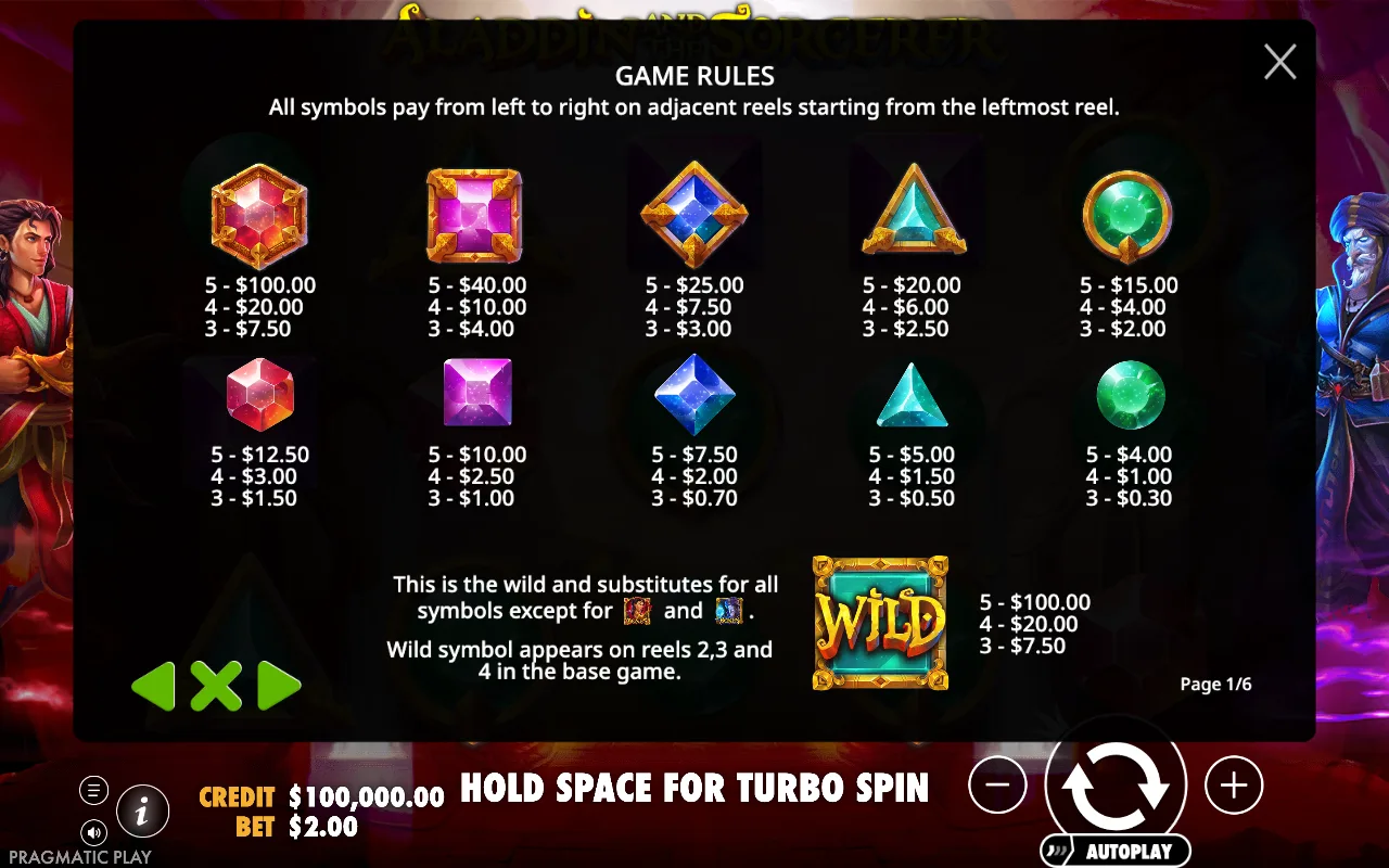 Game rules — Aladdin and the Sorcerer