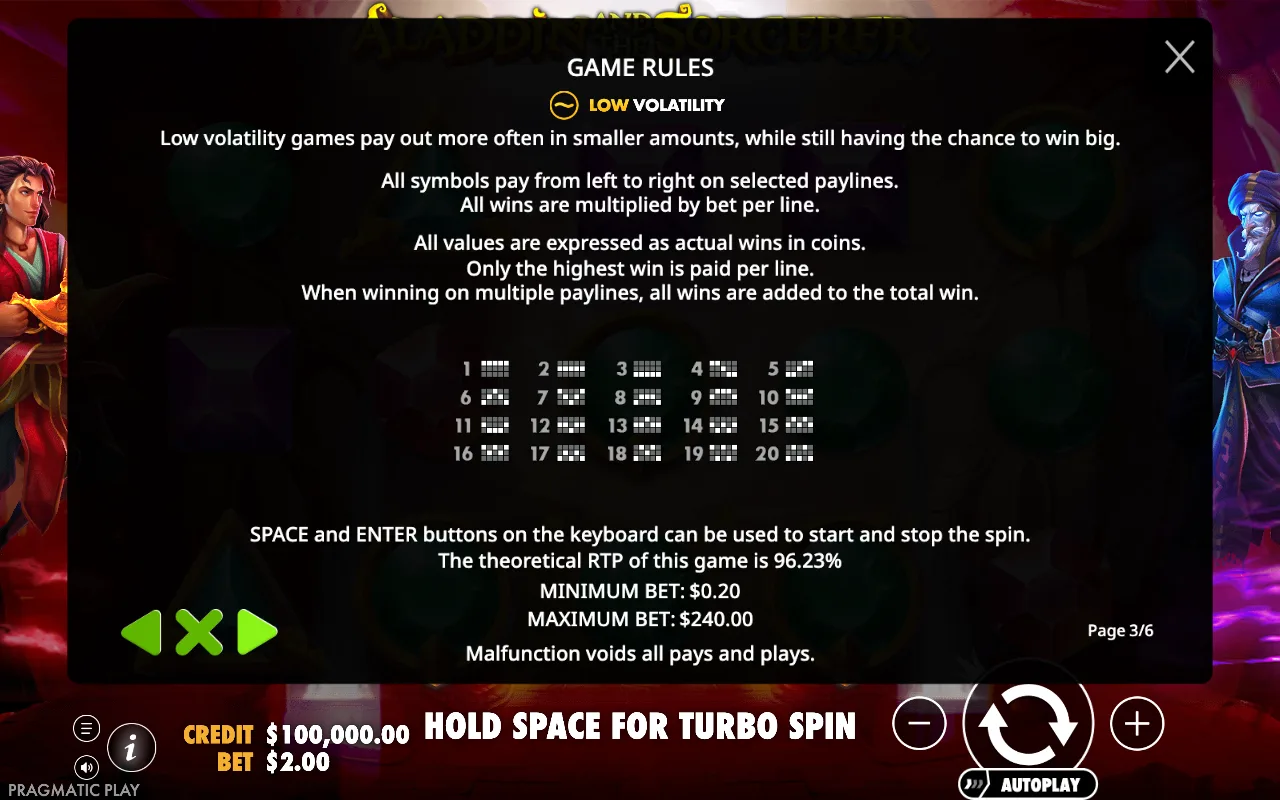 Game rules — Aladdin and the Sorcerer