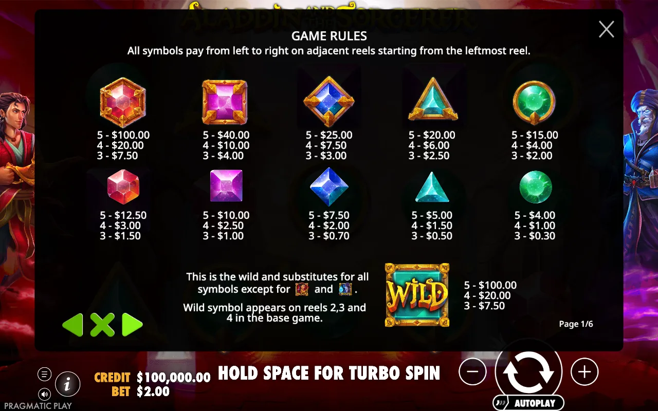 Game rules — Aladdin and the Sorcerer