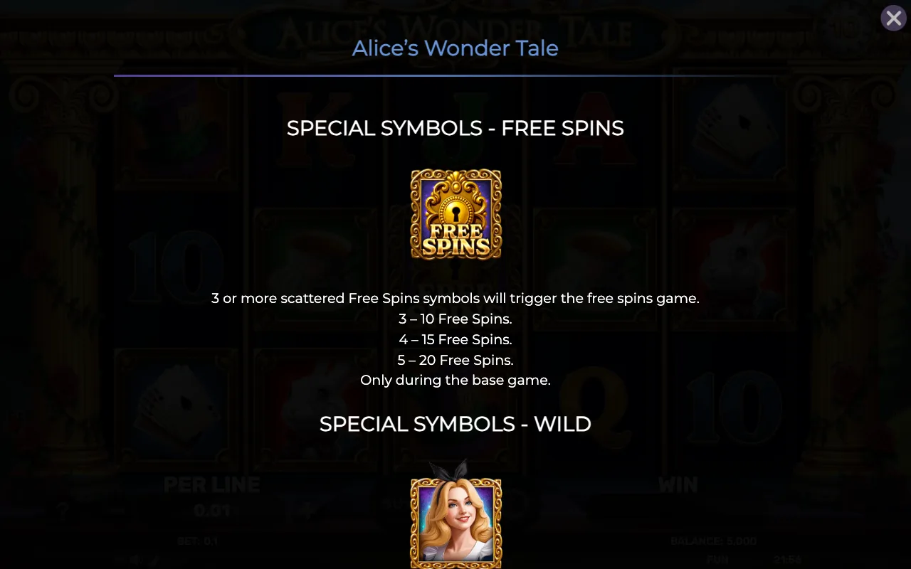 Special symbols - free spins — Alices Wonder Tale