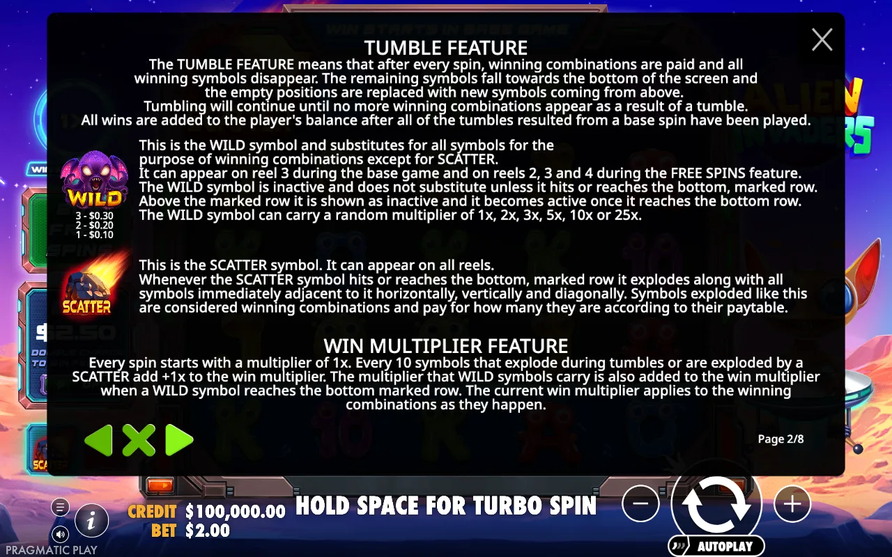 Tumble feature — Alien Invaders