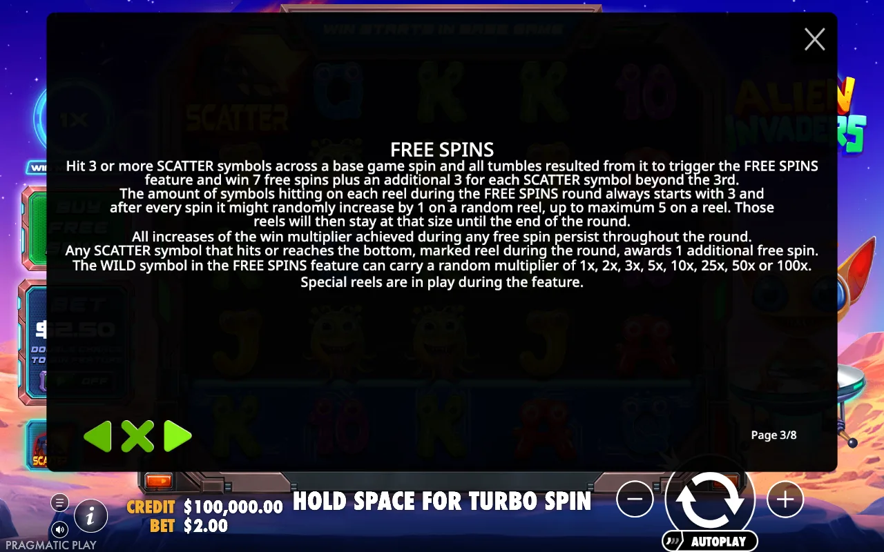 Free spins — Alien Invaders