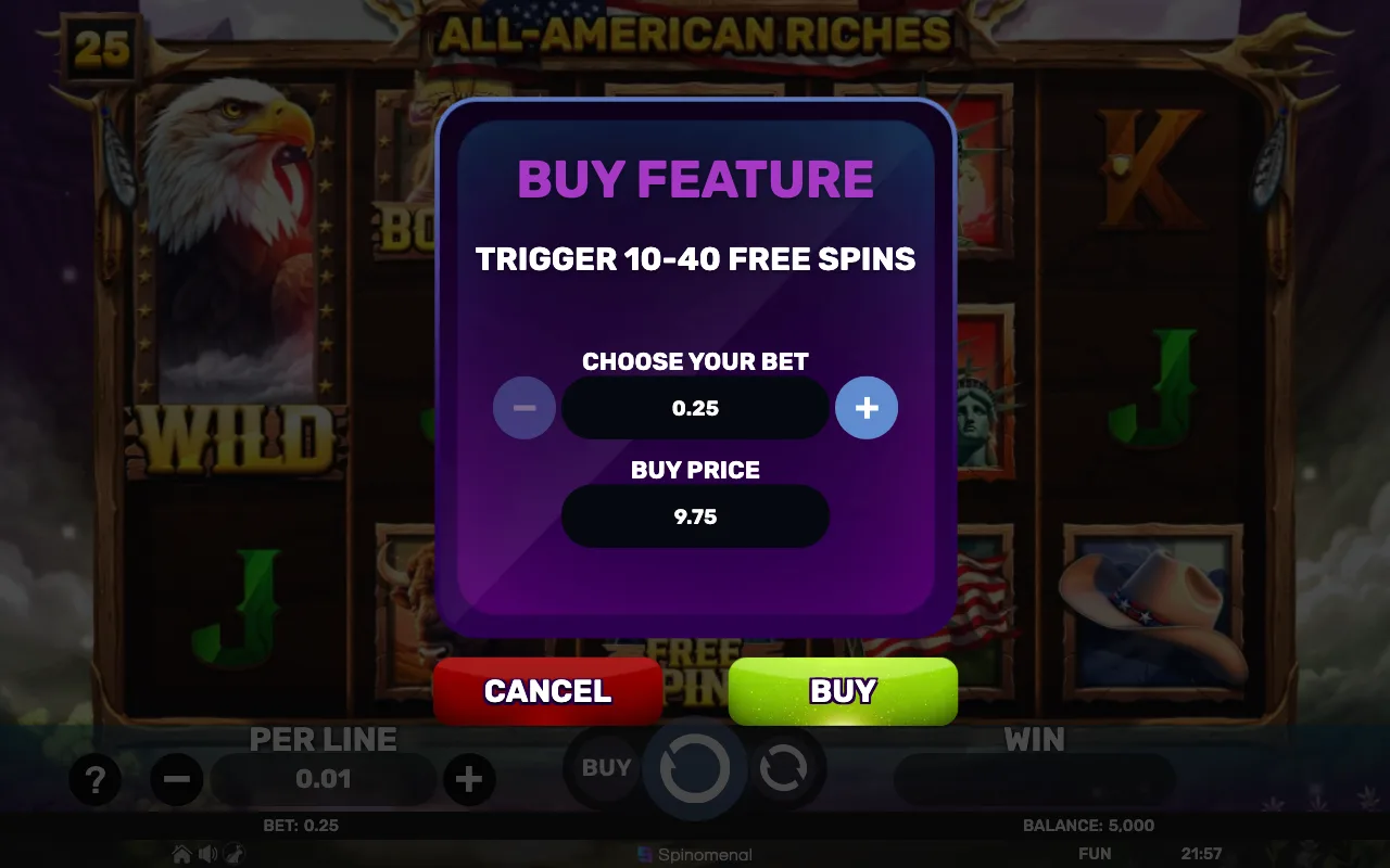 Buying the feature — All American Riches