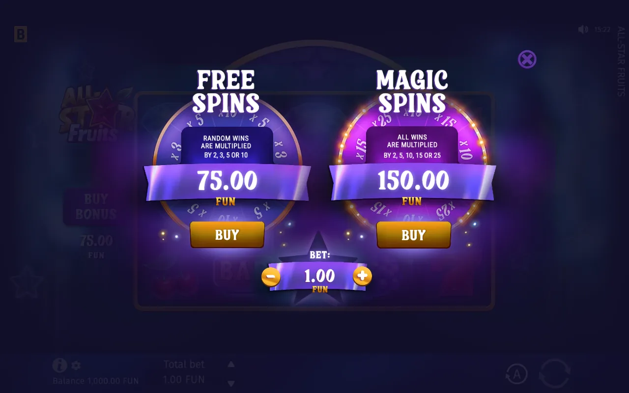 Buying the feature — All-Star Fruits