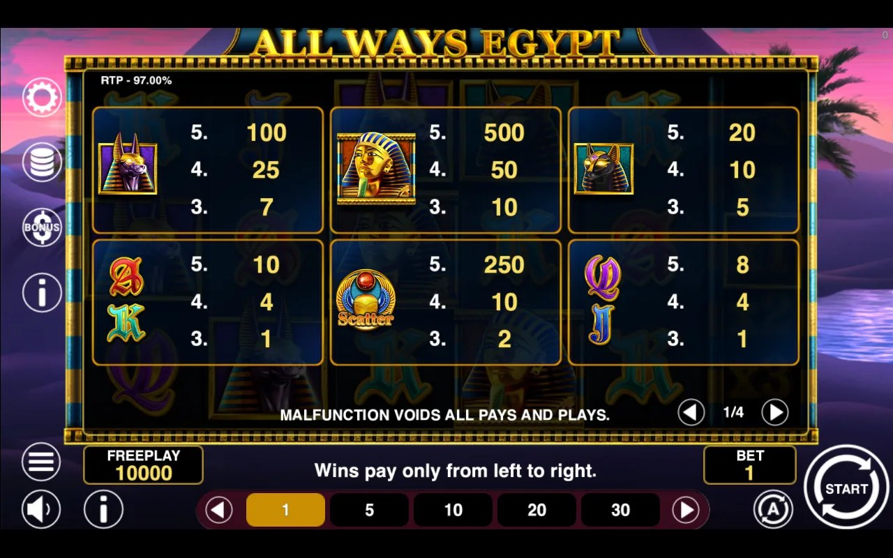 Game rules, page 1 — All Ways Egypt