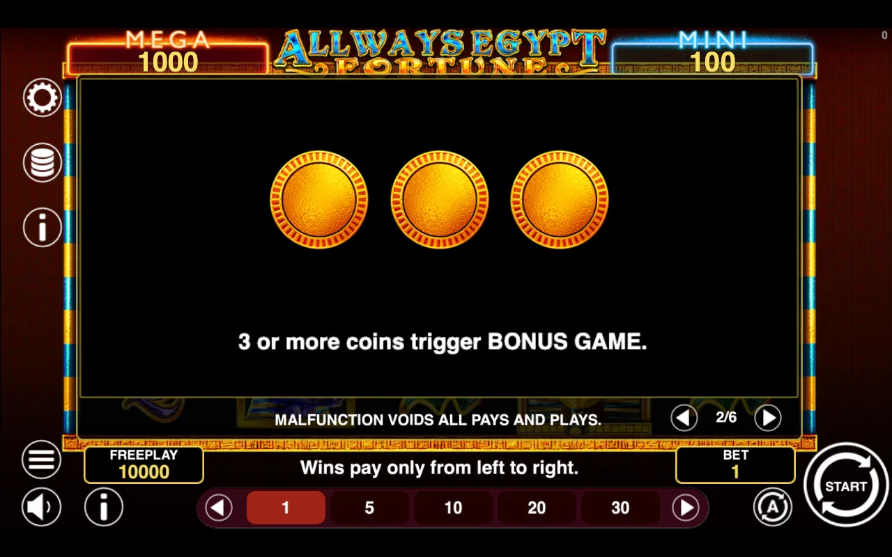 Game rules, page 2 — Allways Egypt Fortune