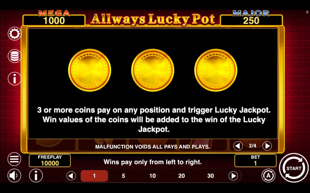 Game rules, page 2 — Allways Lucky Pot