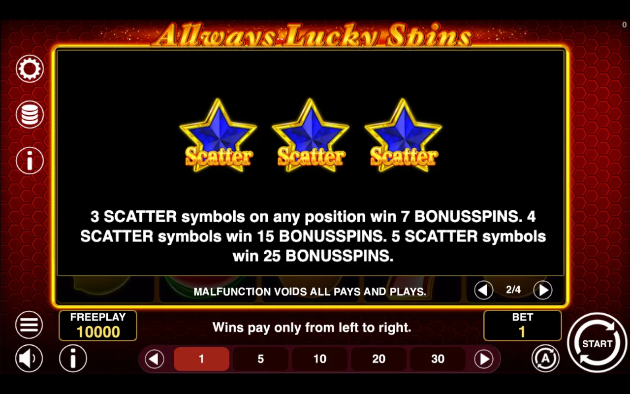 Game rules, page 2 — Allways Lucky Spins