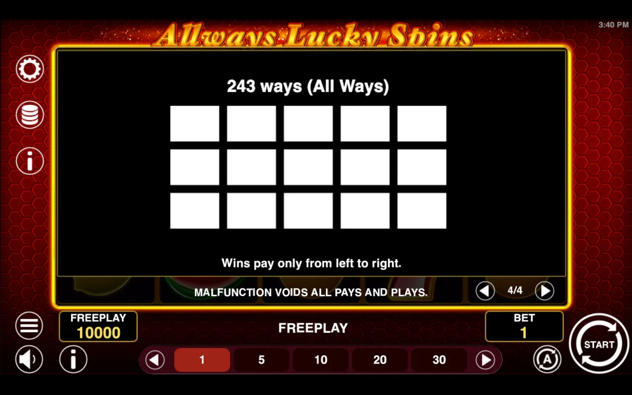 Game rules, page 4 — Allways Lucky Spins