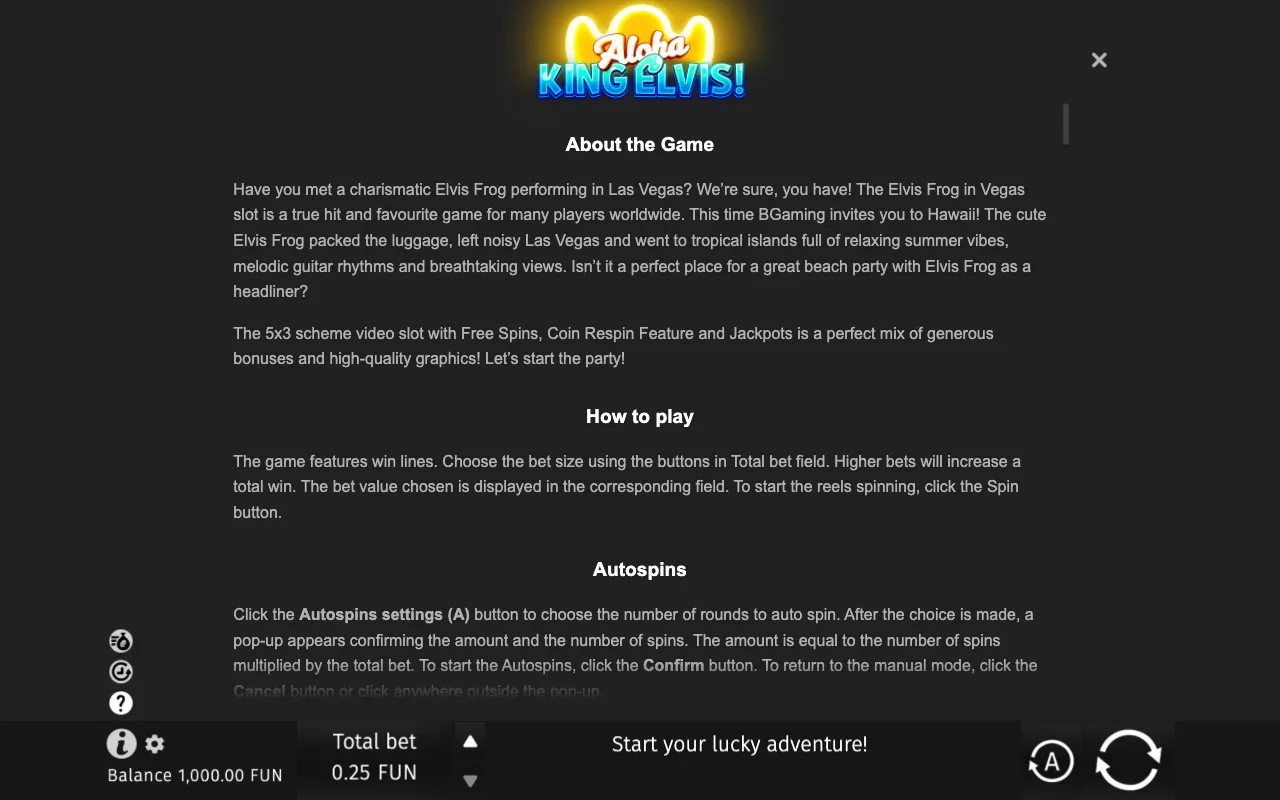 Game rules, page 6 — Aloha King Elvis