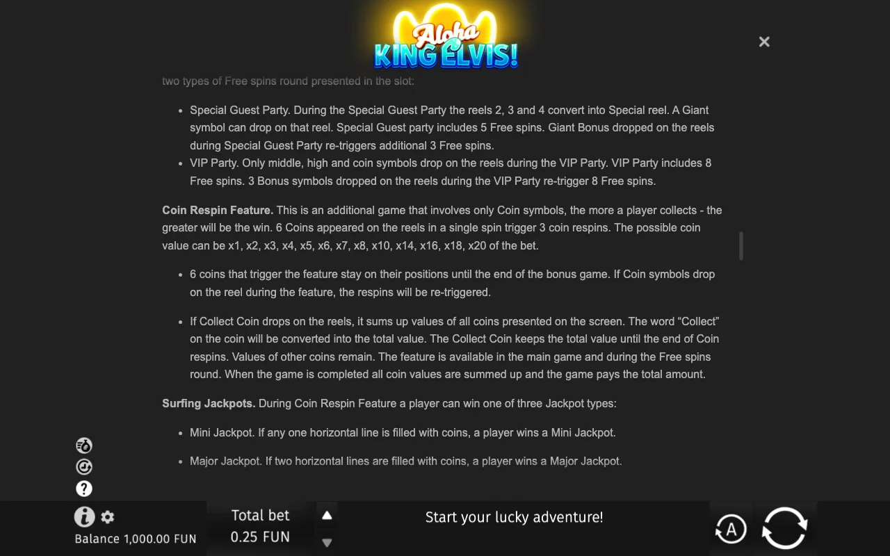 Game rules, page 8 — Aloha King Elvis