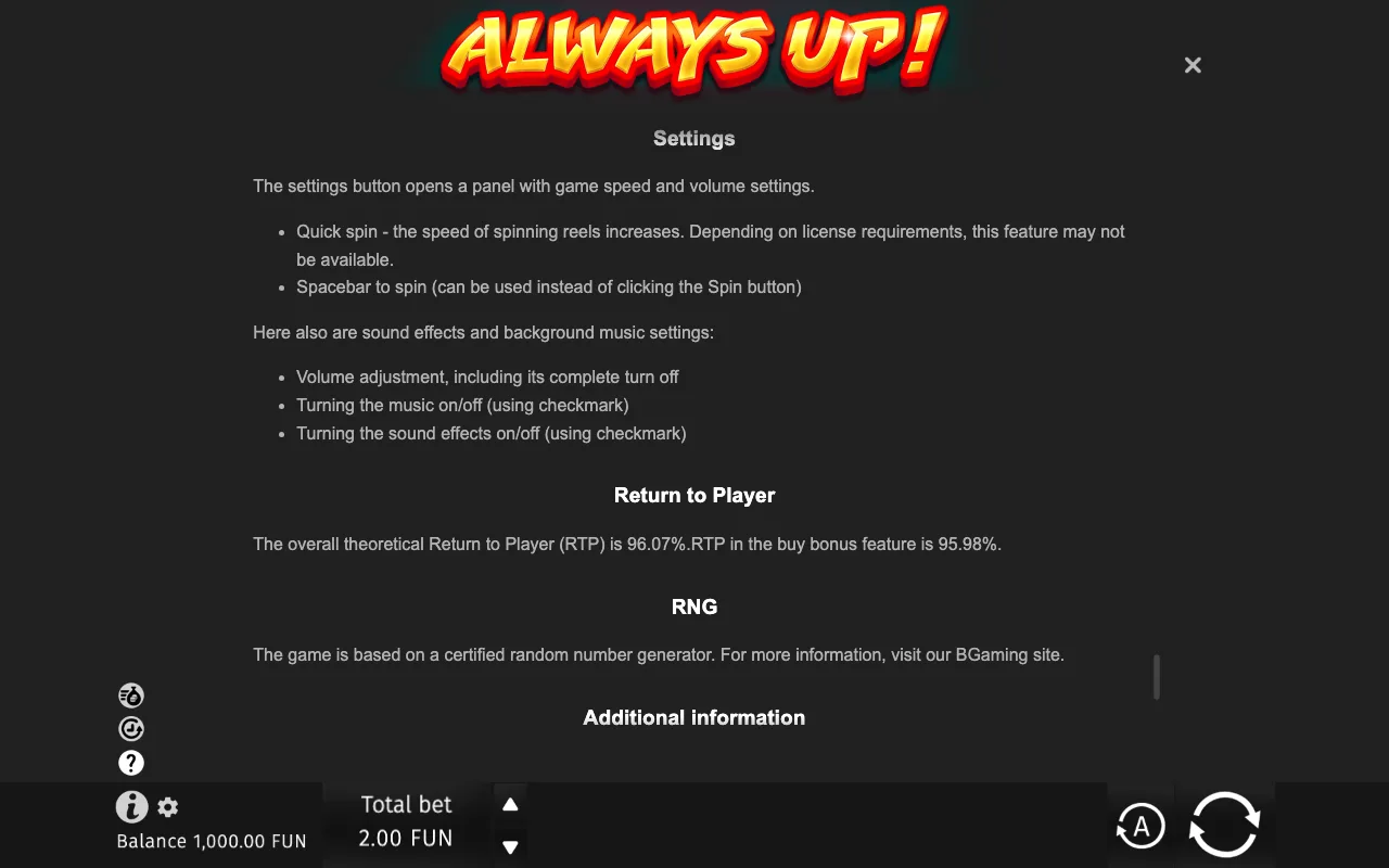 Game rules, page 9 — Always Up