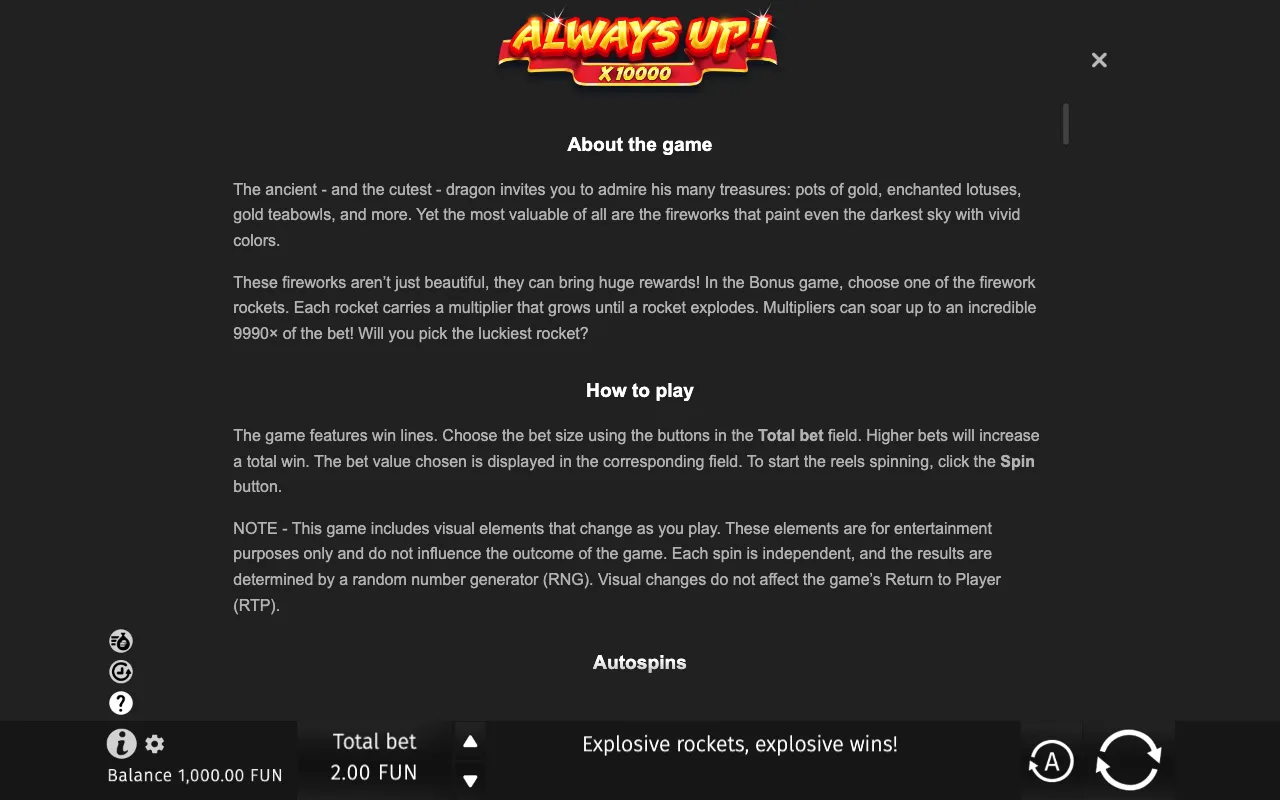 Game rules, page 6 — Always Up! x10000