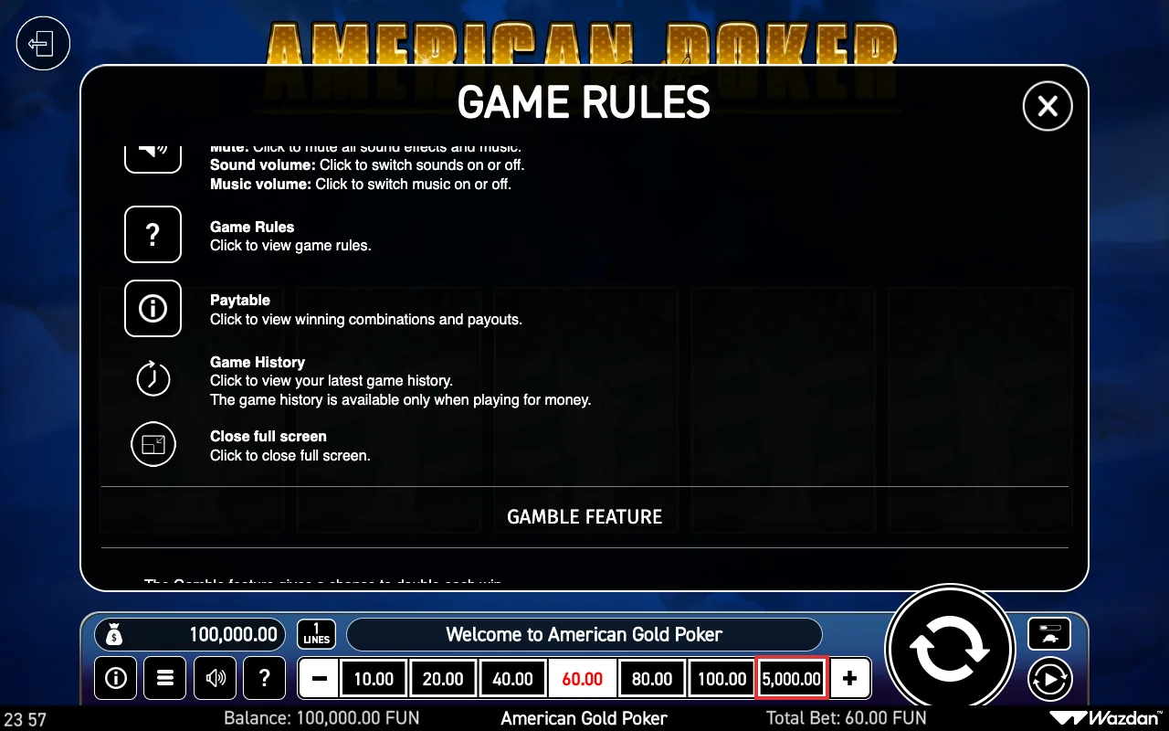 Game rules, page 5 — American Gold Poker