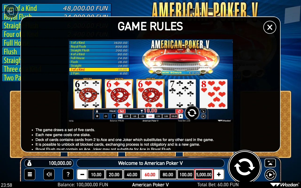 Game rules, page 1 — American Poker v